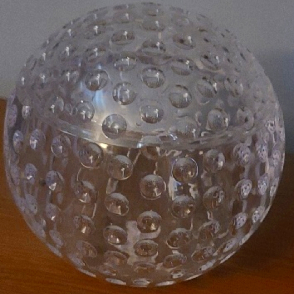 Vintage Lucite Acrylic Ice Bucket Golf Ball Sphere Design Retro Chic